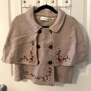 Anthropologie Tan Vest/Shrug with Embroidery S